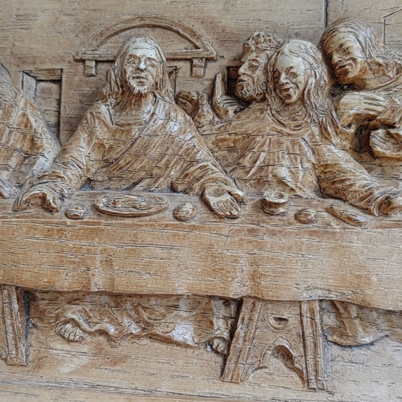 Wood Carved Plaque Relief Jesus Apostles Sculpture Leonardo Picture Wall - Picture 11 of 15